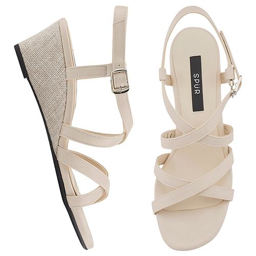 SPUR[스퍼][당일출고]OS7071 Double cross strap wedge 베이지