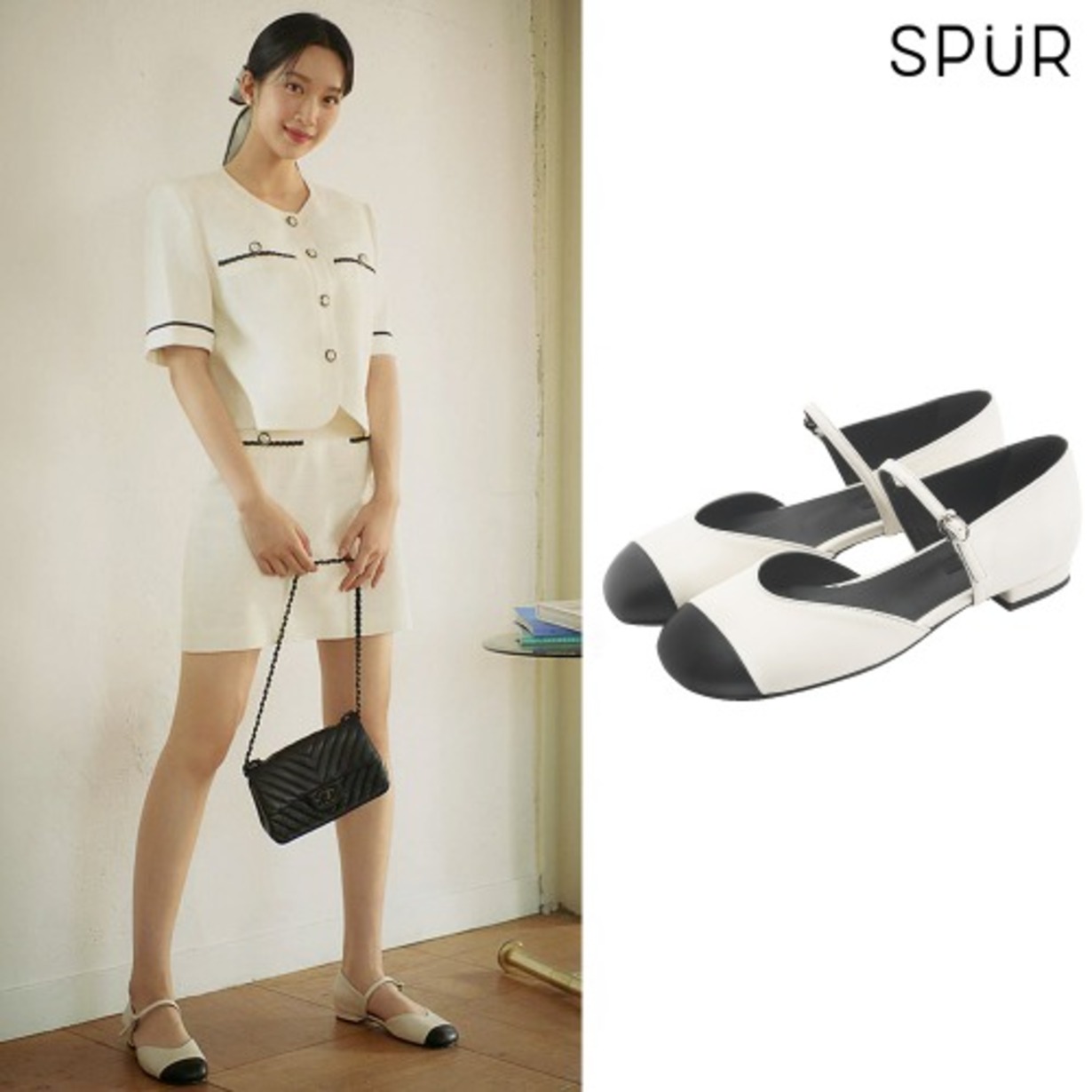 SPUR[스퍼]Edlin black comby strap shoes -SS8013IV